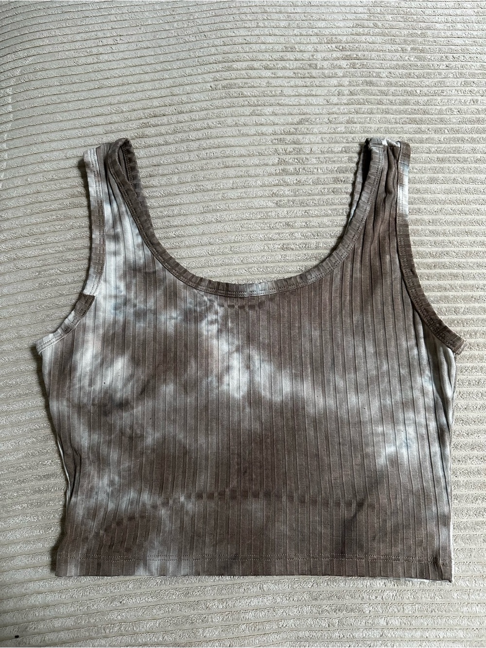 SHEIN Brown Tie-Dye Ribbed Crop Tank